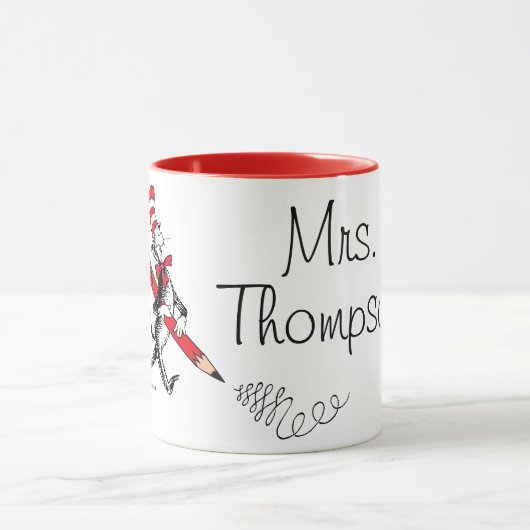Mug Dr Seuss | Chat dans le nom écrit du Casquette (Centre)