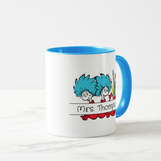 Mug Dr Seuss | Chose une chose deux nom de l'enseignan (Devant droit)