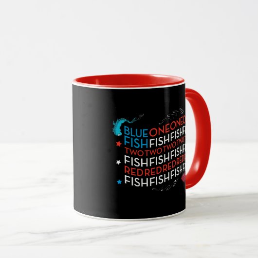 Mug Dr Seuss | Poisson rouge poisson bleu US Drapeau g (Devant droit)