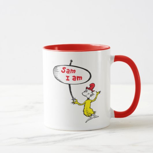 Mug Dr. Seuss | Sam-I-Am tenant une pancarte (Droite)
