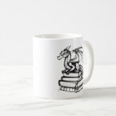 Mug Dragon and Books Line Art (Devant droit)