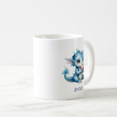 Mug Dragon Bébé Bleu Mange un Cupcake (Devant droit)