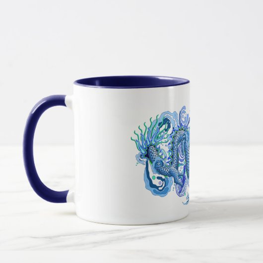 Mug Dragon bleu avec l'éclaboussure de l'eau (Gauche)