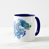 Mug Dragon bleu avec l'éclaboussure de l'eau (Devant droit)