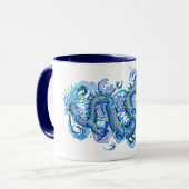 Mug Dragon bleu avec l'éclaboussure de l'eau (Devant gauche)