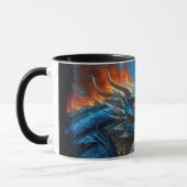 Mug Dragon bleu chinois et volcan (Gauche)