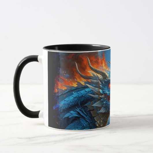Mug Dragon bleu chinois et volcan (Gauche)