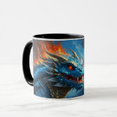 Mug Dragon bleu chinois et volcan (Devant gauche)