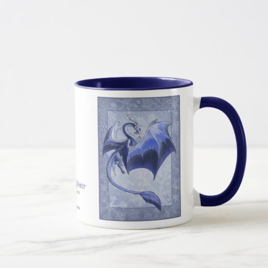 Mug Dragon Bleu d'hiver Imaginaire Nature Art (Droite)
