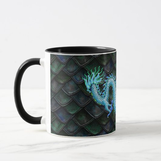 Mug Dragon bleu sur les échelles vertes (Gauche)