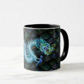 Mug Dragon bleu sur les échelles vertes (Devant droit)
