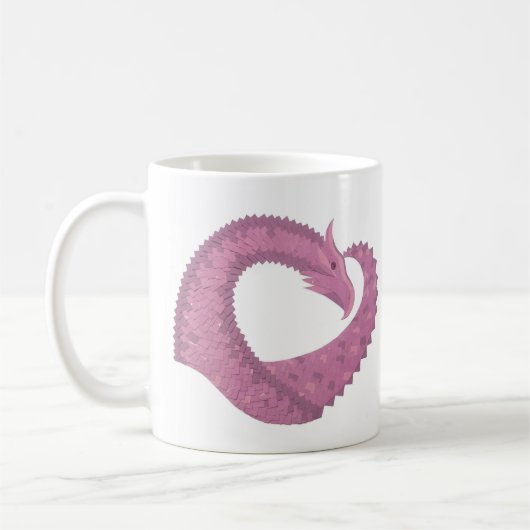 Mug Dragon cardiaque mauve sur blanc (Gauche)
