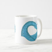 Mug Dragon cardiaque turquoise en blanc (Devant droit)