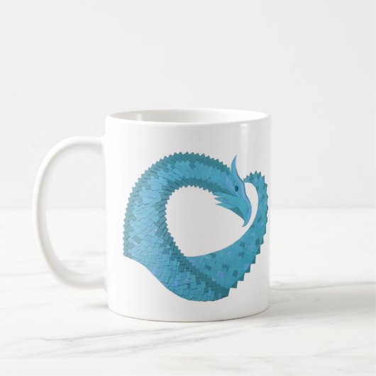 Mug Dragon cardiaque turquoise en blanc (Gauche)