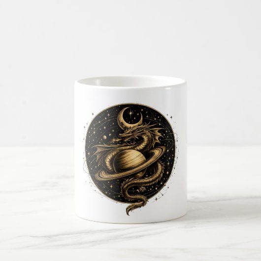Mug Dragon Céleste Saturne Fantaisie Art Spatial (Centre)