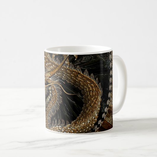 Mug Dragon chinois dans le brun texturisé (Devant droit)
