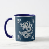 Mug Dragon chinois vintage en blanc (Gauche)
