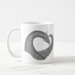Mug Dragon de coeur gris sur blanc