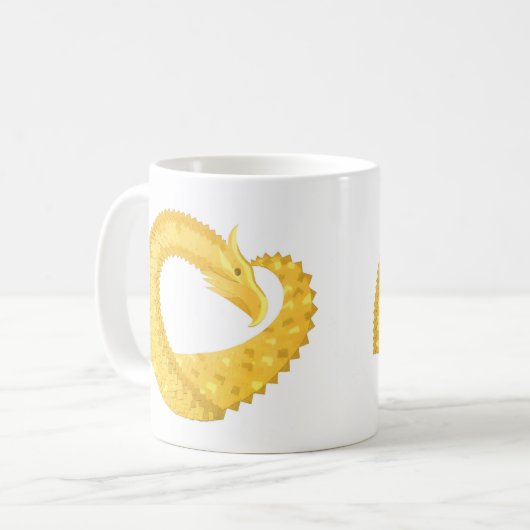 Mug Dragon de coeur jaune sur blanc (Devant gauche)