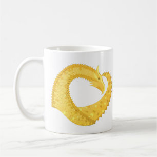 Mug Dragon de coeur jaune sur blanc