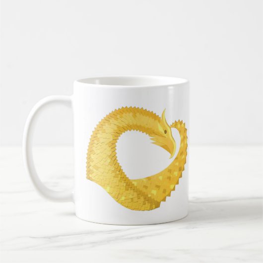 Mug Dragon de coeur jaune sur blanc (Gauche)