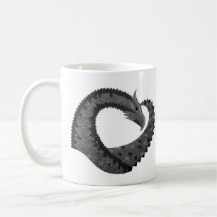 Mug Dragon de coeur noir sur blanc
