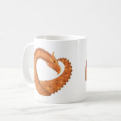 Mug Dragon de coeur orange brûlé sur blanc (Devant gauche)