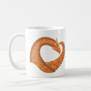 Mug Dragon de coeur orange brûlé sur blanc