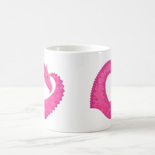 Mug Dragon de coeur rose chaud sur blanc (Centre)