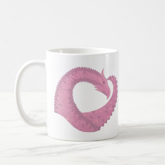 Mug Dragon de coeur rose sur blanc (Gauche)