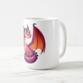 Mug Dragon de dessin animé mignon violet/rouge (Devant droit)
