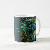 Mug Dragon de Noël Turquoise Magique (Devant droit)