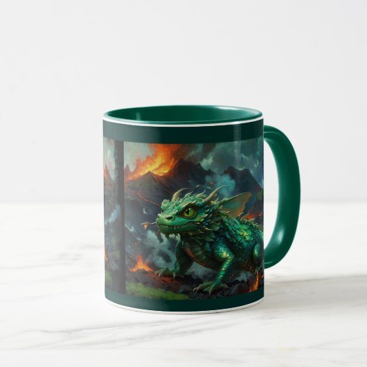 Mug Dragon hawaïen se réchauffant sur la lave (Devant droit)