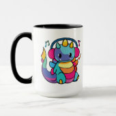 Mug Dragon heureux avec des écouteurs en train d'écout (Gauche)