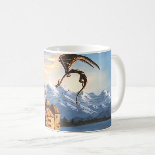 Mug Dragon Imaginaire au-dessus du château (Devant droit)