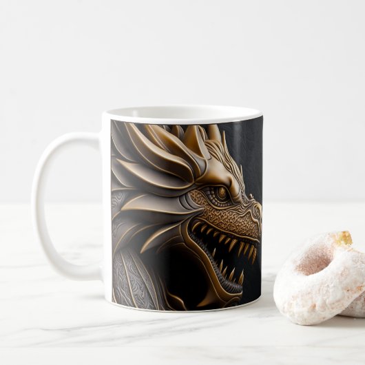 Mug Dragon imprimé en cuir 3D (Avec donut)