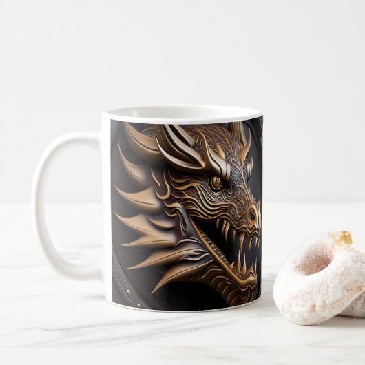 Mug Dragon imprimé en cuir 3D (Avec donut)