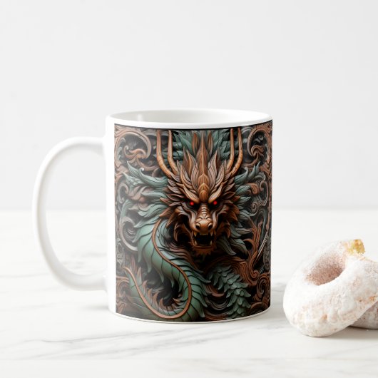 Mug Dragon imprimé en cuir 3D (Avec donut)