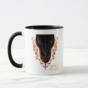 Mug Dragon in Flames Behind Sword