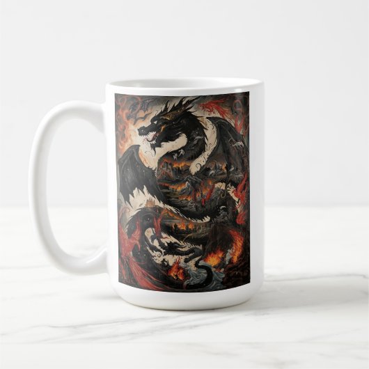 Mug Dragon noir épique au-dessus d'une illustration de (Gauche)