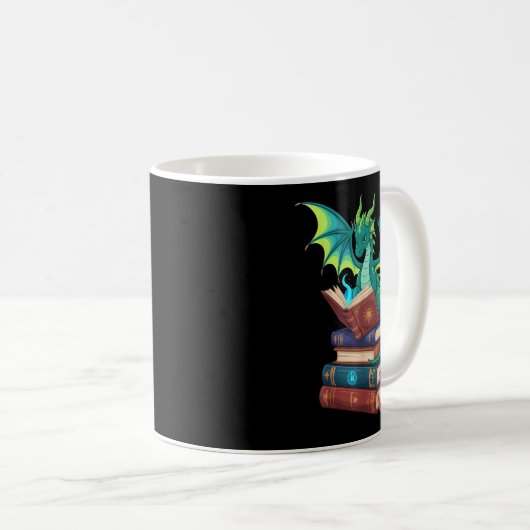 Mug Dragon Reading Books Fantasy Lovers Mythical Creat (Devant droit)