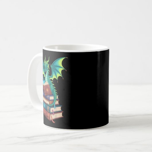 Mug Dragon Reading Books Fantasy Lovers Mythical Creat (Devant gauche)