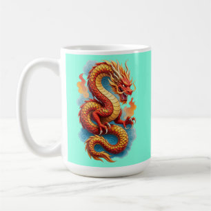 Mug Dragon Rouge Chinois Illustration Fougueuse