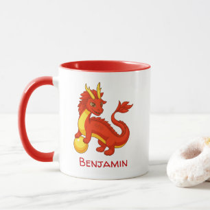 Mug Dragon Rouge Chinois Nom Personnalisé