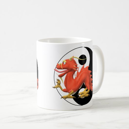 Mug Dragon rouge de Yin-yang (Devant droit)