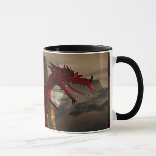 Mug Dragon Rouge Sur La Montagne (Droite)