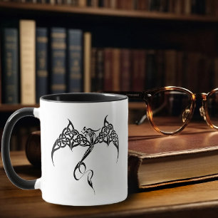 Mug Dragon Tribal Celtique Entrelacs Noir Blanc Fantas