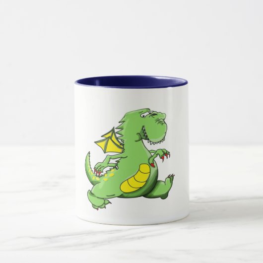 Mug Dragon vert caricature marchant sur ses pieds (Centre)