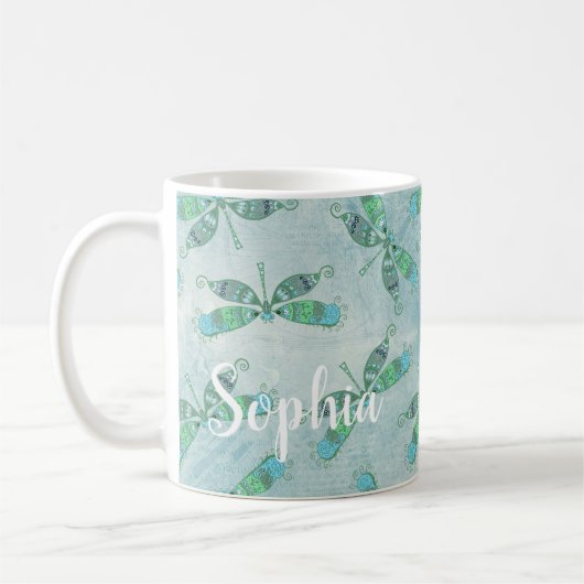 Mug Dragonflies Boho en bleu (Gauche)