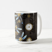 Mug Dragonflies de Steampunk sur arrière - plan rayé b (Devant droit)
